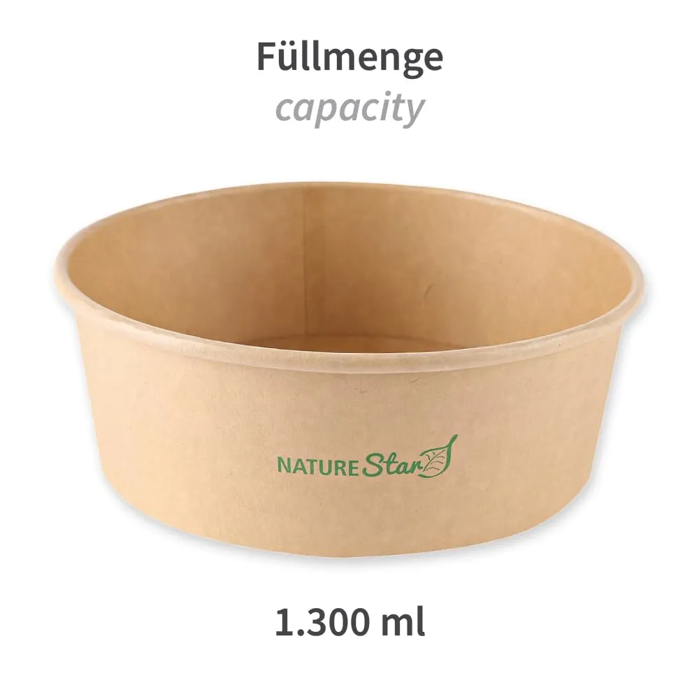 NatureStar Caesar Salatschalen 1300 ml 300 Stück PLA-beschichtet