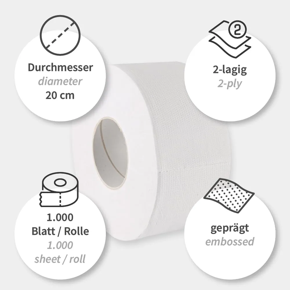 Hygoclean Jumbo Toilettenpapier 12 Rollen 2-lagig