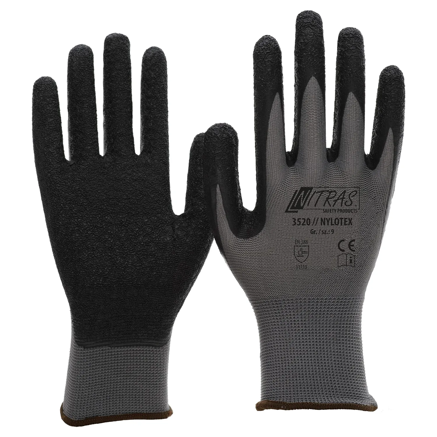 Nitras Nylotex 3520 Arbeitshandschuhe Grau-Schwarz 12 Paar griffig