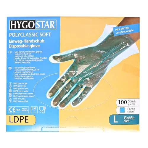 Hygostar Polyclassic Soft Folienhandschuhe 8/M blau 50er