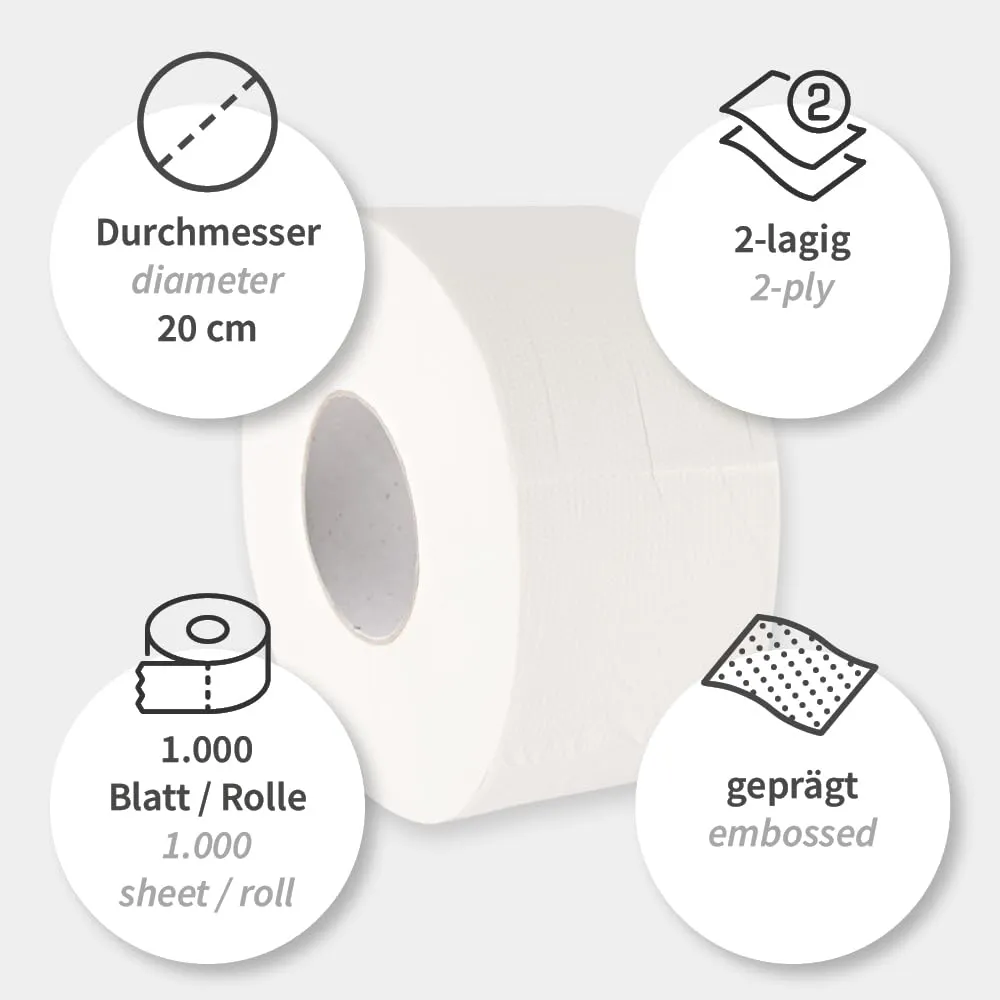 Hygoclean Toilettenpapier 2-lagig 12 Rollen je 1000 Abrisse