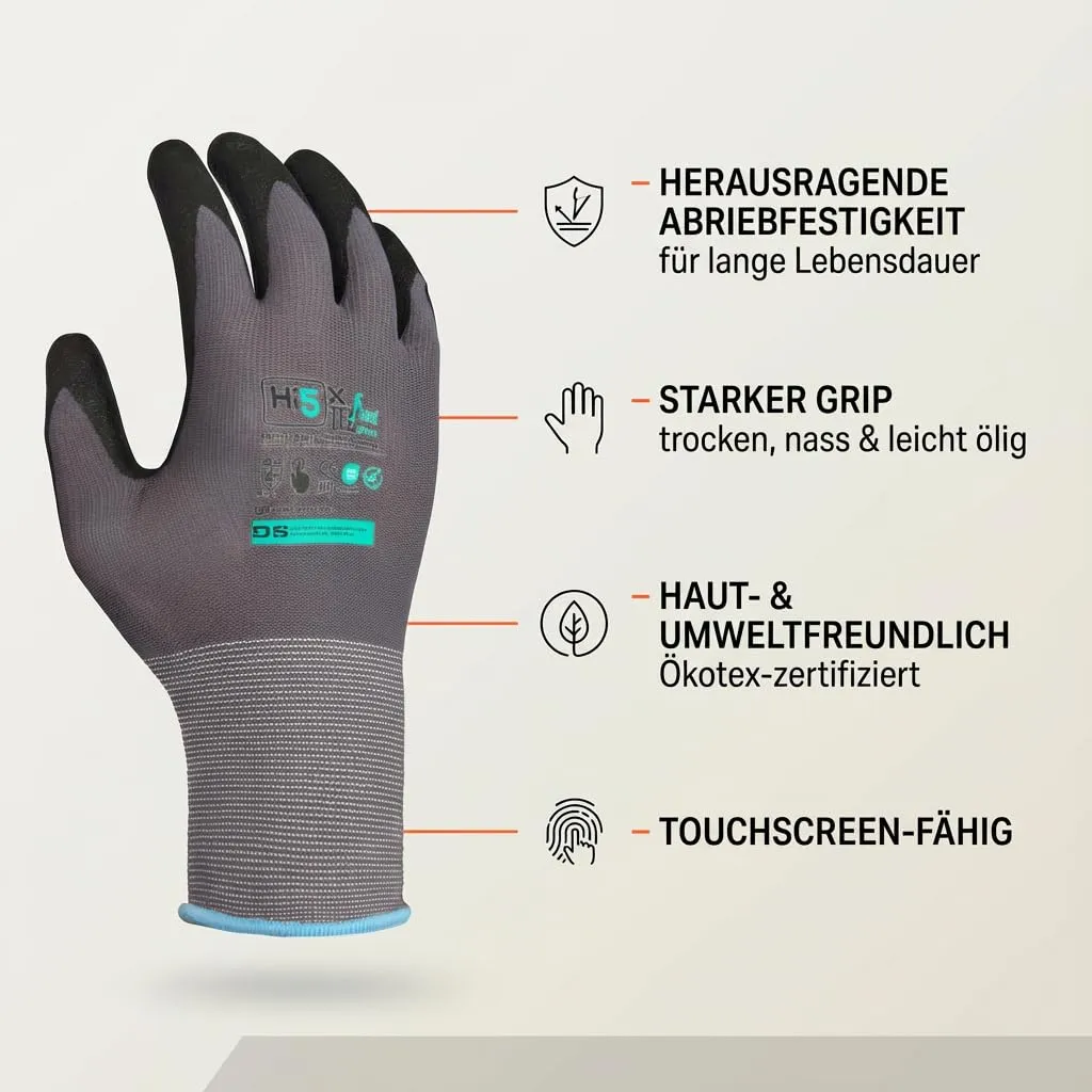 Hi5 X-FlexiTec 4121X Arbeitshandschuhe XL 12 Stück Touchscreen