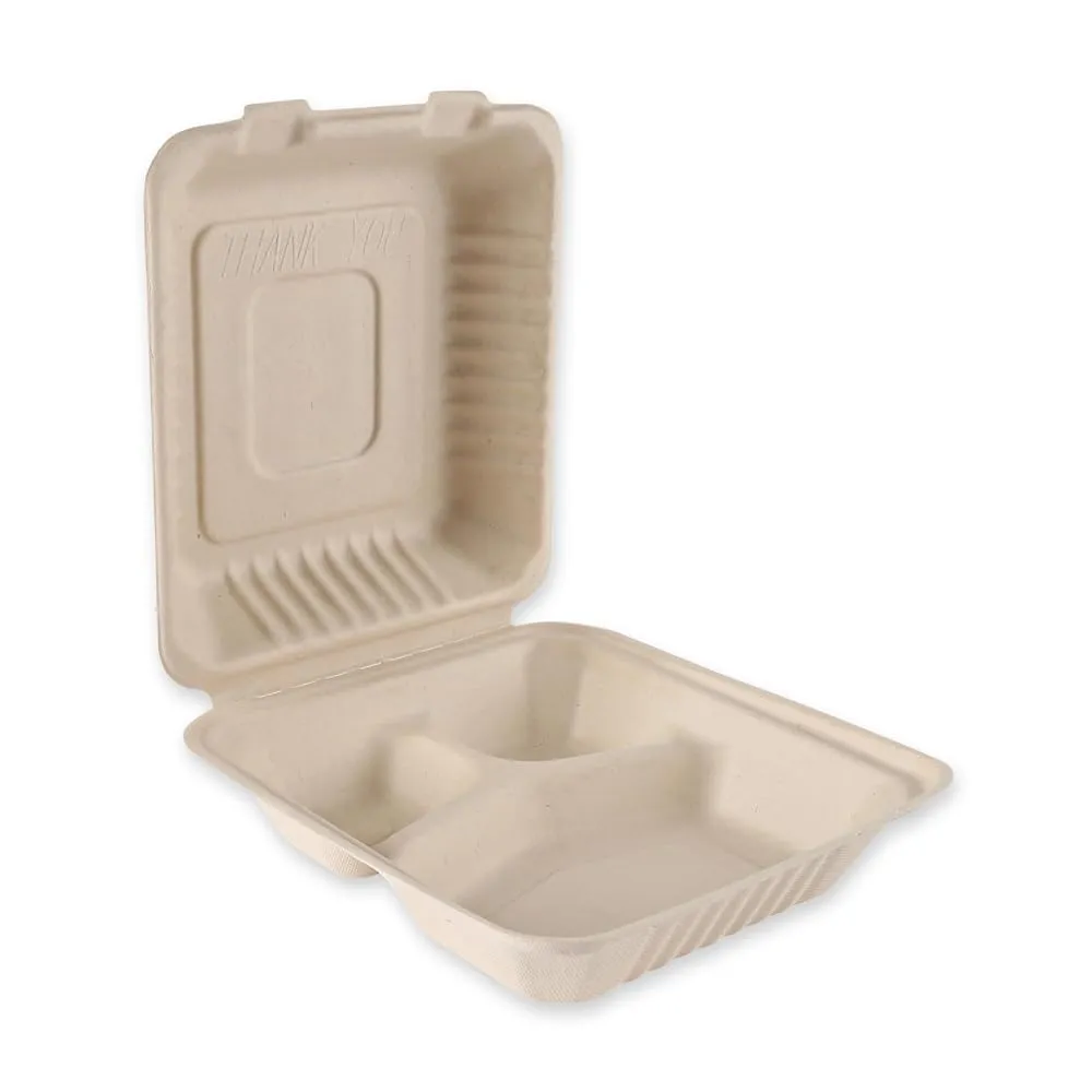 NatureStar Menübox 3-geteilt natur 1,1 L 250 Stück Klappdeckel