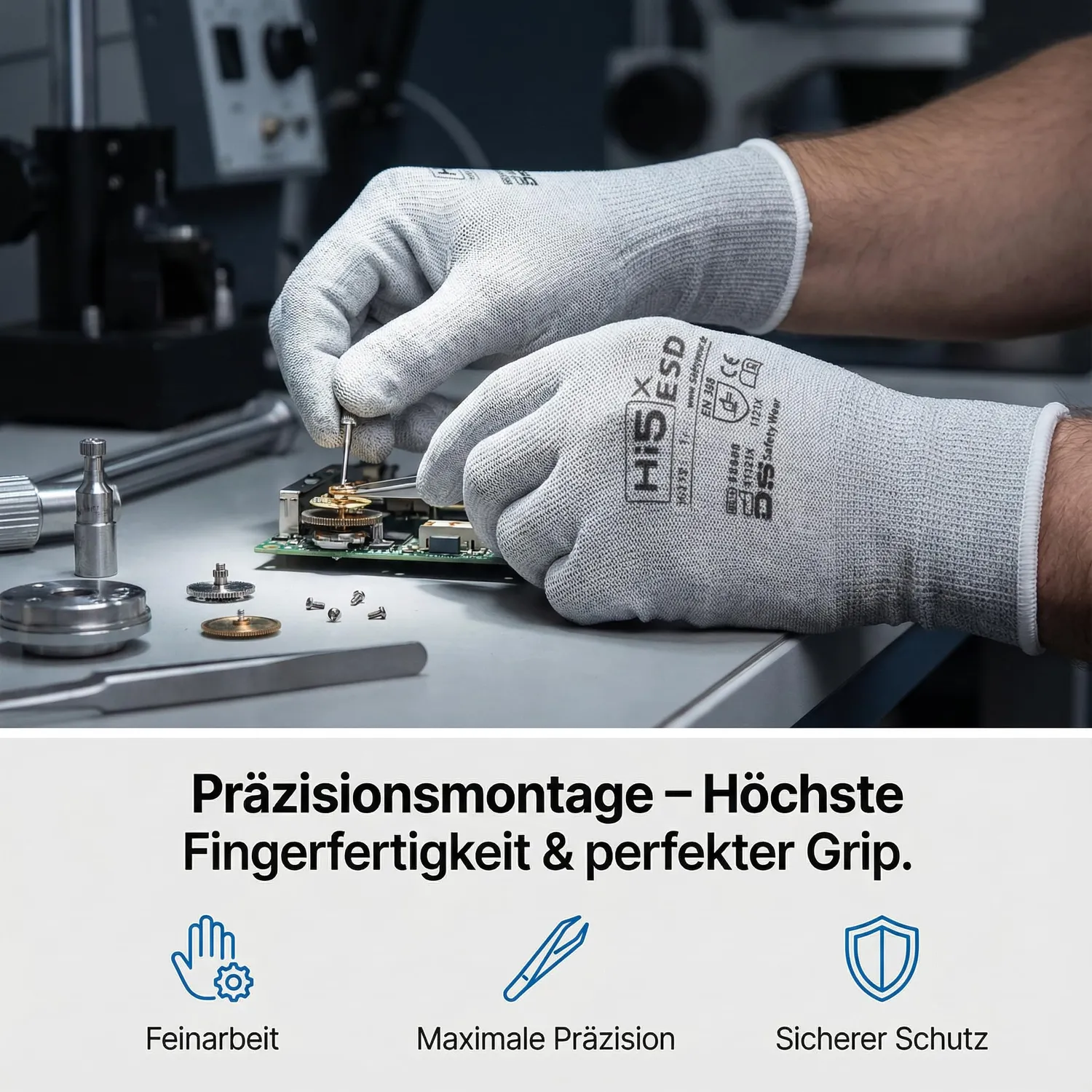 Hi5 X-ESD HI571 Arbeitshandschuhe M 3 Stück ESD weiß