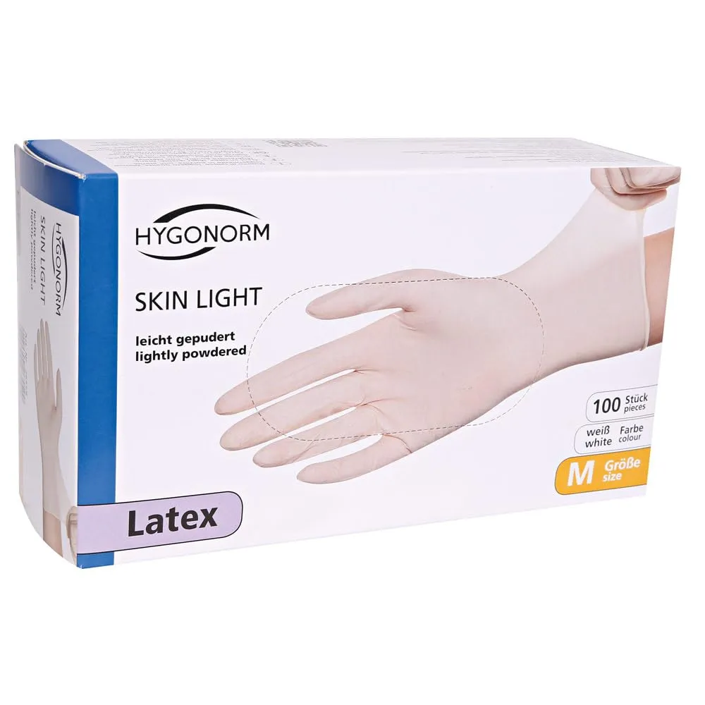 Hygonorm Skin Light Latexhandschuhe M 100 Stück gepudert