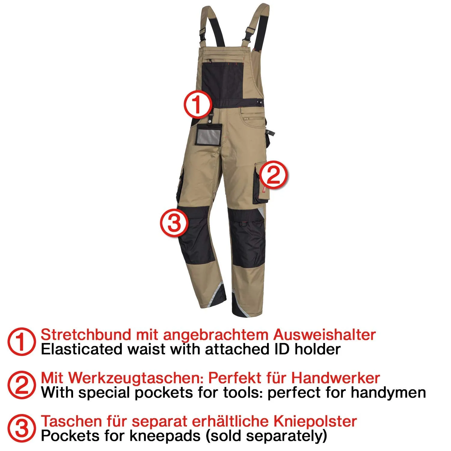 Nitras 7725 Latzhose Beige 42 robuste Arbeitshose