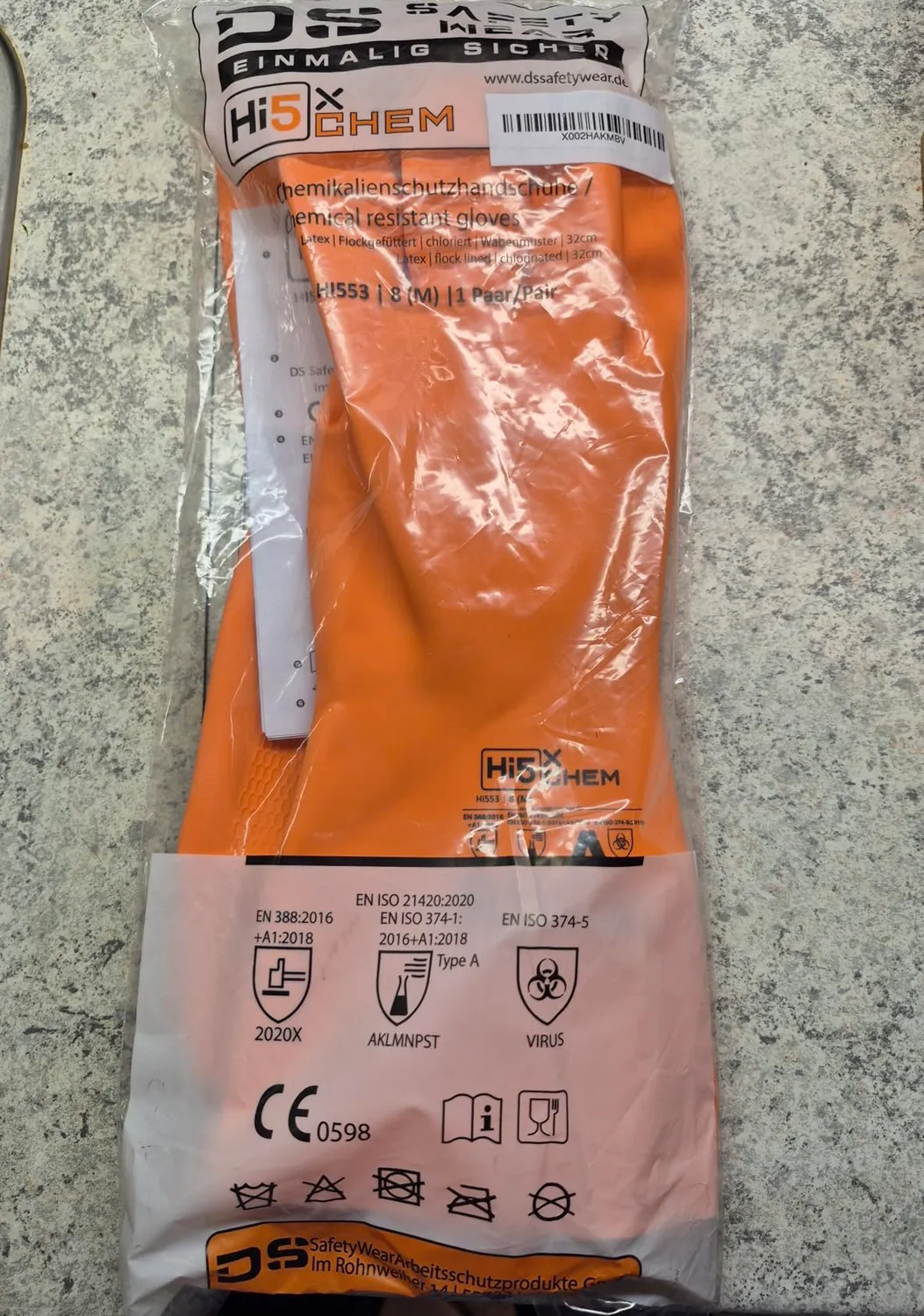 Hi5 X-Chem HI553 Chemikalienschutzhandschuhe orange XXL 3 Stück Typ A