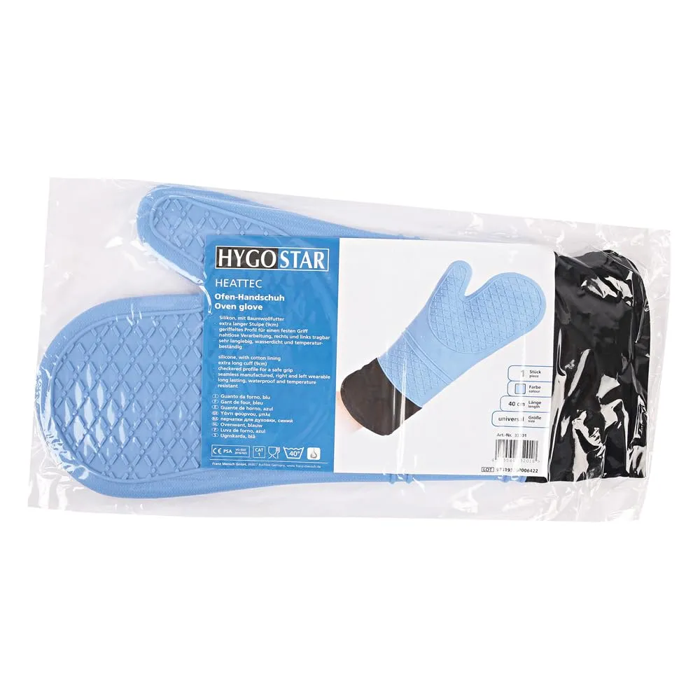 Hygostar Htec Silikonhandschuhe hellblau 40 cm 2 Stück hitzebeständig