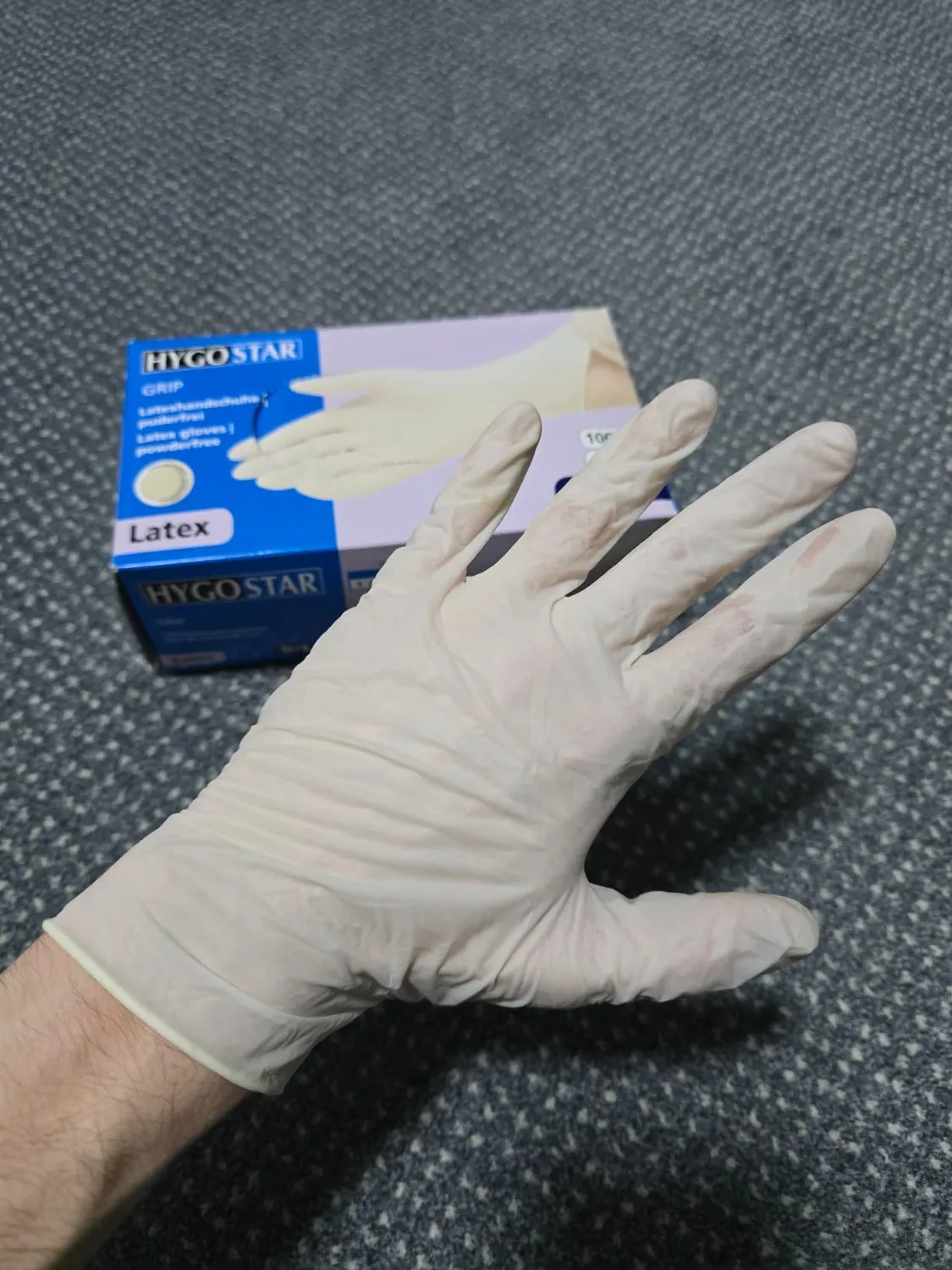 Franz Mensch Hygostar Grip Latexhandschuhe weiß M 100 St puderfrei
