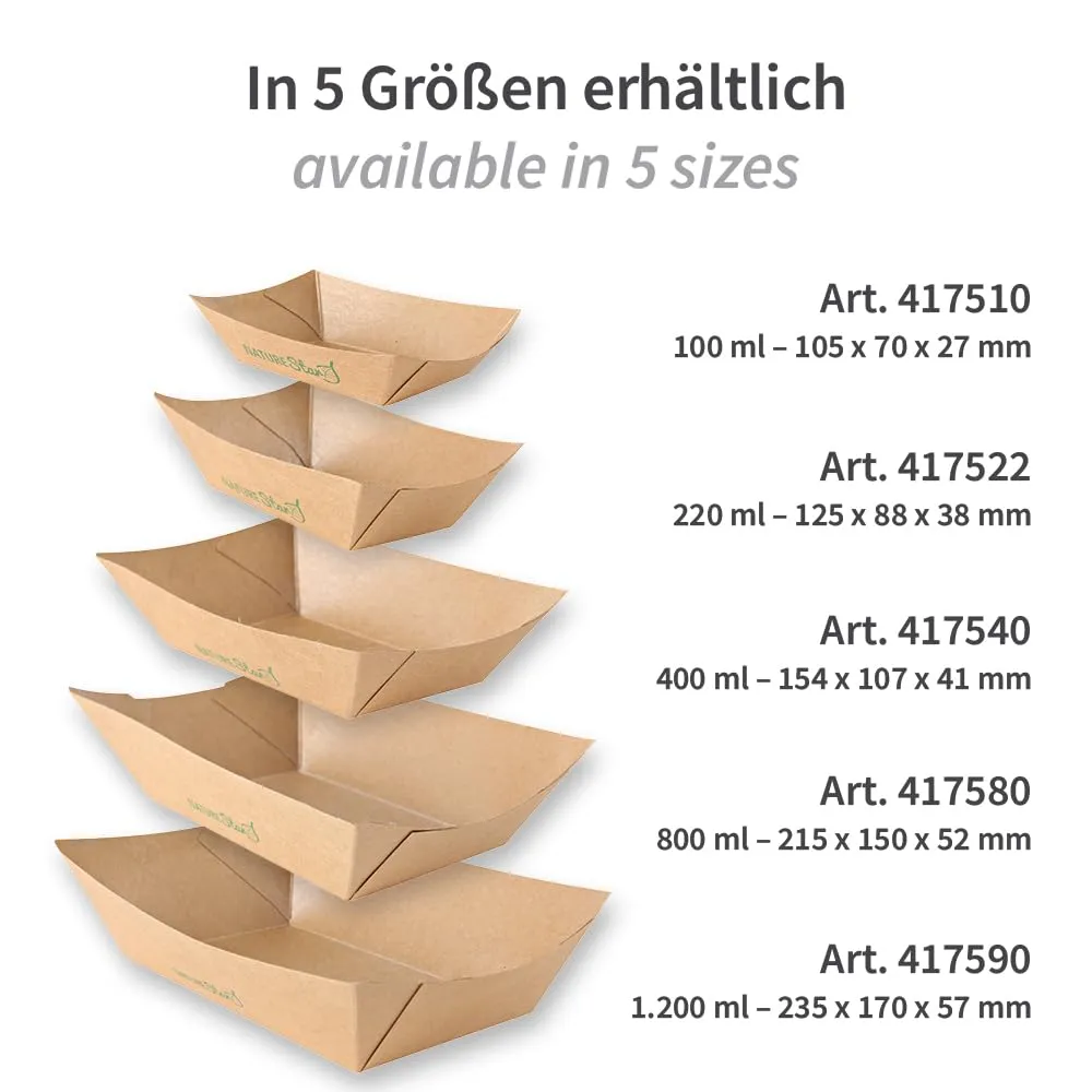 NatureStar Foodtray Tasty Kraftpapier 1200ml braun 500 Stück stabil