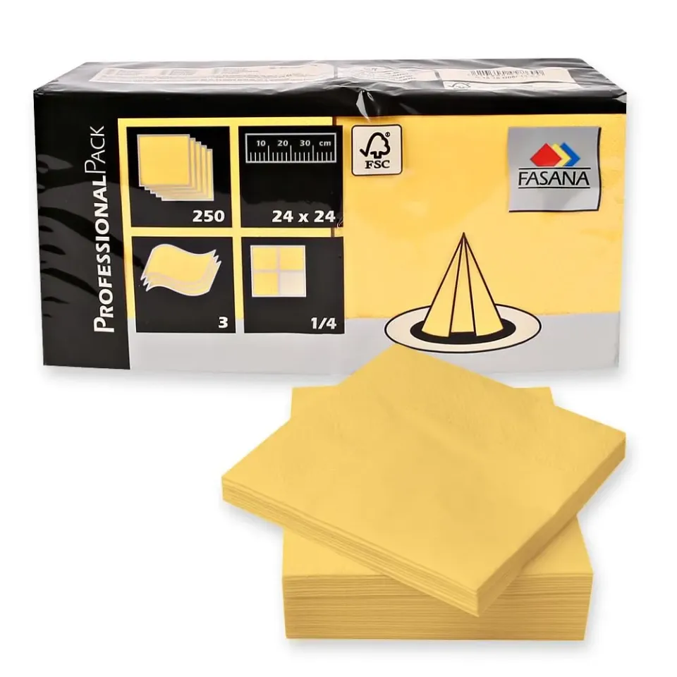 NatureStar Cocktail-Servietten gelb 24x24cm 3-lagig 1000 Stück